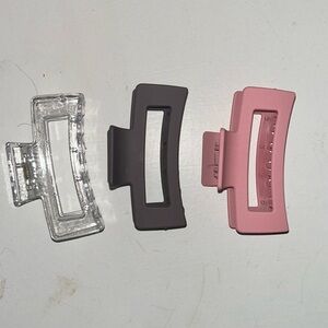 Never used brown pink and clear claw clips